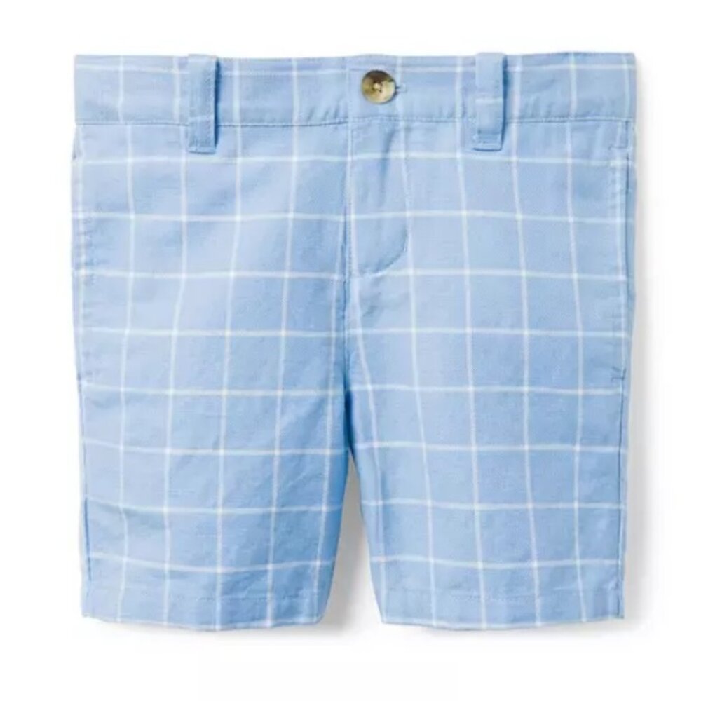 Boys Size 5 Janie and Jack Linen Shorts, Cornflower Blue Windowpane, NWT